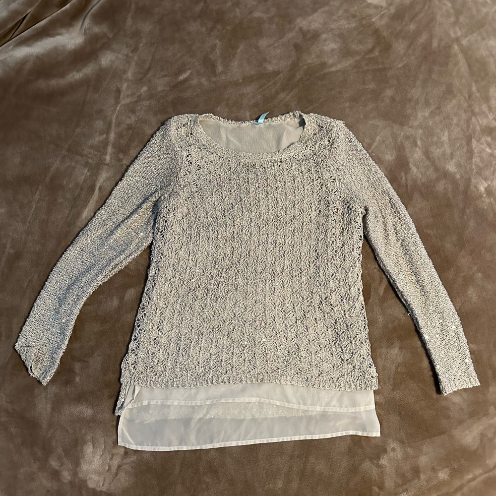Maurices Crochet Sweater with Chiffon Lining - Picture 1 of 5